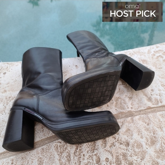 Vintage Shoes - Vintage 90s Hilfiger Goth Punk Platform Boots 8.5